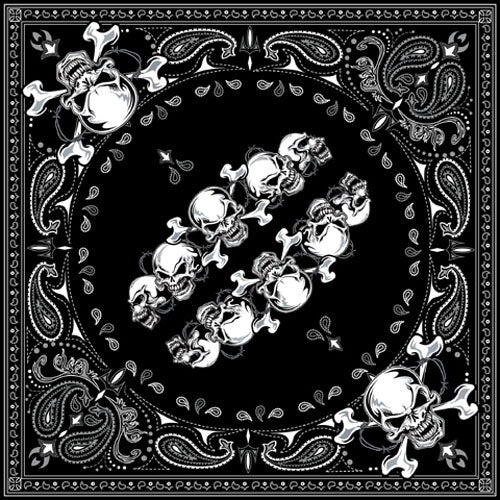 Bobster B140 22 x 22 Inch Skull Row Cotton Bandana