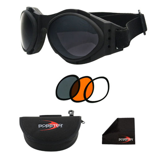 Bobster BUGEYE 2 Interchangeable Goggle with Black Frame and Three Lenses