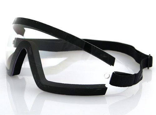 BOBSTER BW201C Wrap Around Black Frame Goggles with Clear Lenses