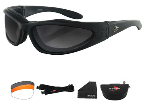 Bobster Low Rider II Convertible Sunglasses with Black Frame and Three Sets of Lenses – Model ELR201