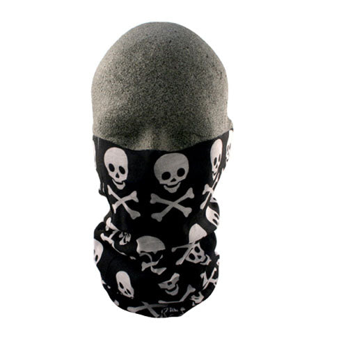Bobster T113 Motley Tube with Crossbones Design - 100% Polyester Face Mask