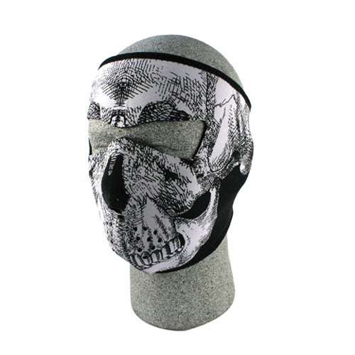 Bobster WNFM002 Neoprene Face Mask with Black & White Skull Design