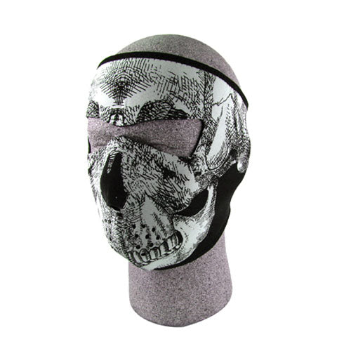 Bobster Glow-in-the-Dark Neoprene Face Mask with Skull Design - Black & White