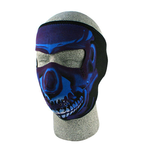 Bobster WNFM024 Neoprene Face Mask with Blue Chrome Skull Design