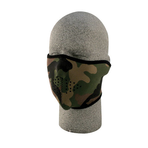 Bobster WNFM118H Neoprene Half Face Mask in Woodland Camouflage