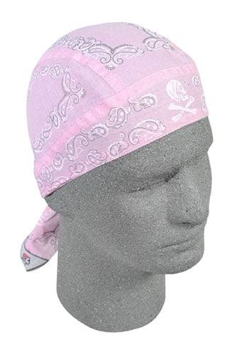 Bobster Z502 Flydanna 100% Cotton Skull Paisley Head Wrap in Light Pink