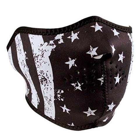 Bobster WNFM091H Half Mask in Black & White Flag - Neoprene Comfort and Style