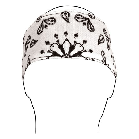 Bobster HB009 White Polyester Paisley Headband