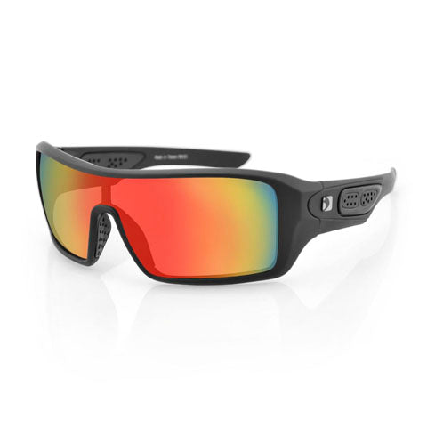 Bobster Paragon Matte Black Sunglasses with Anti-Fog Smoked Crimson Mirror Lenses