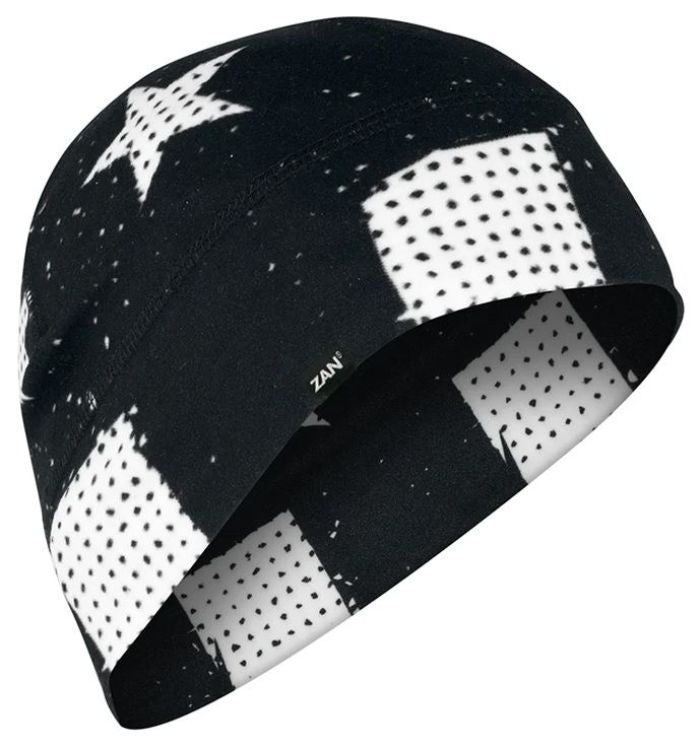 Bobster WHLL091 ZAN Helmet Liner and Beanie SportFlex UPF50+ in Black & White Flag