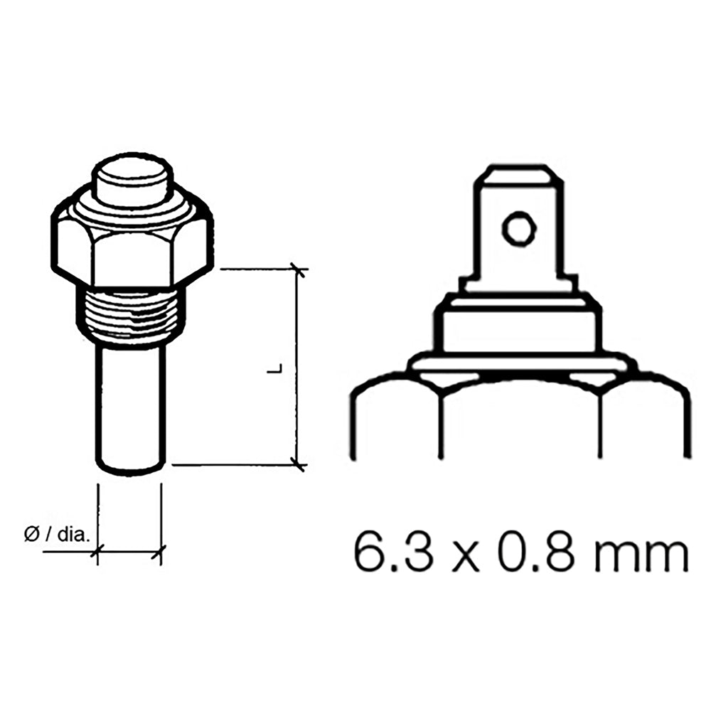 Veratron Engine Oil Temperature Sensor - Single Pole, M14 x 1.5 Thread, 50-150°C/120-300°F, 6/24V