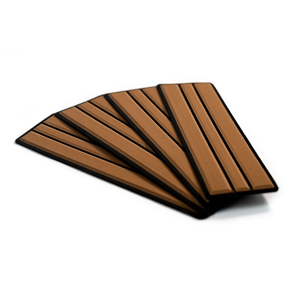 SeaDek Faux Teak 4-Piece Step Kit - Mocha and Black for Trailers and Boats