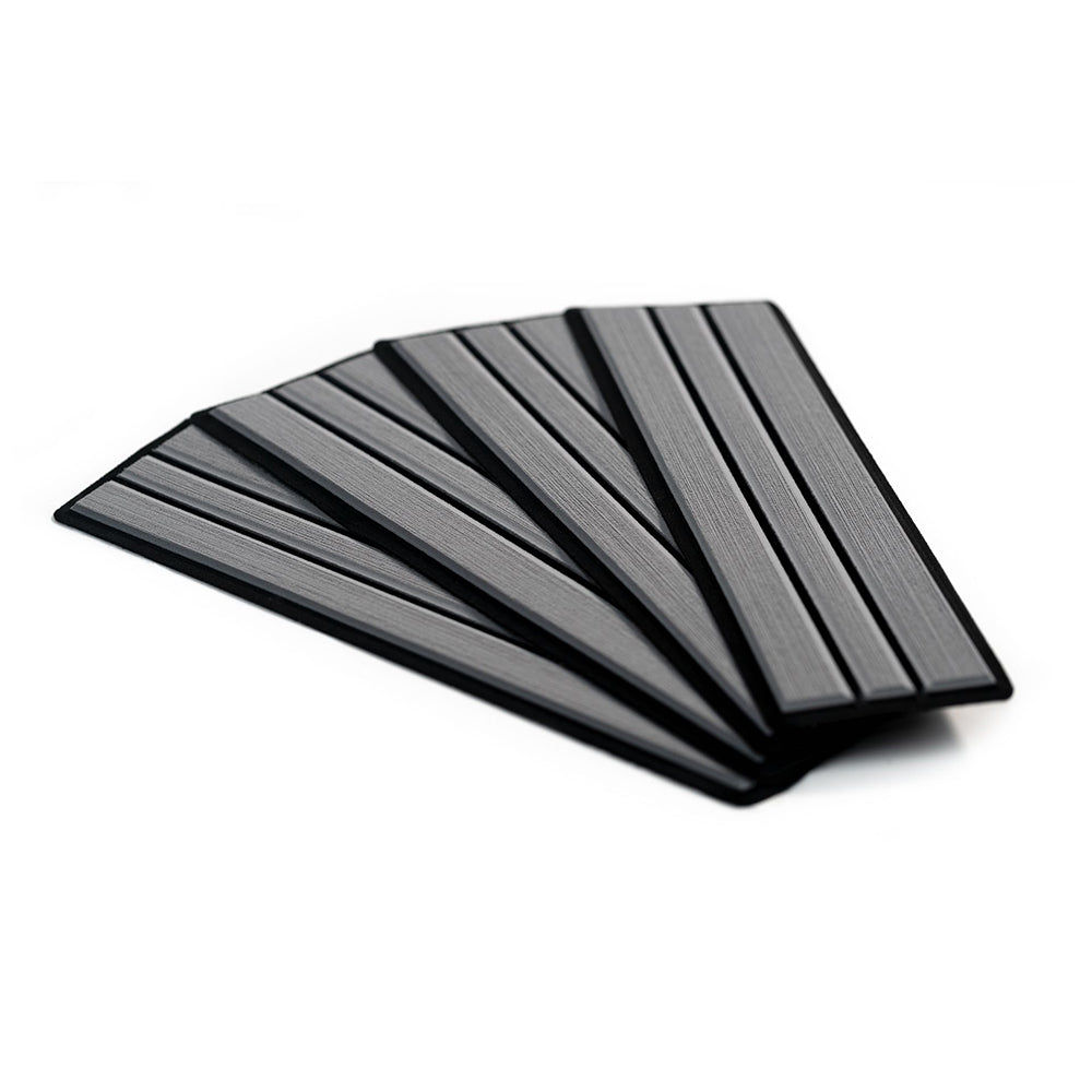 SeaDek Faux Teak 4-Piece Step Kit - Storm Grey and Black for Trailers and Boats