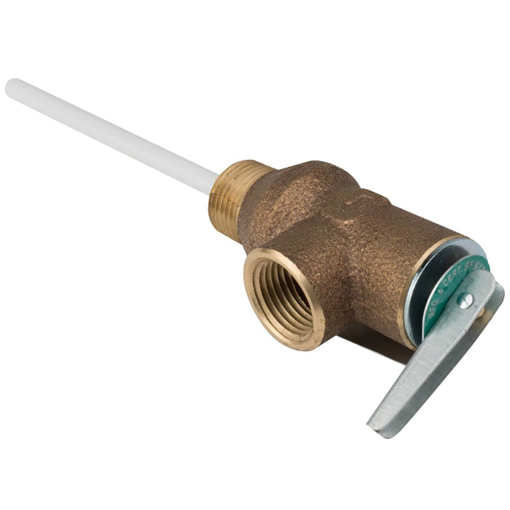 Whale Marine Temperature & Pressure Relief Valve Part 75974 - 1/2" NPT for Hot Water Heaters
