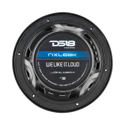 DS18 Hydro 6.5-Inch 2-Way Marine Speakers with RGB LED Lights – Matte Black