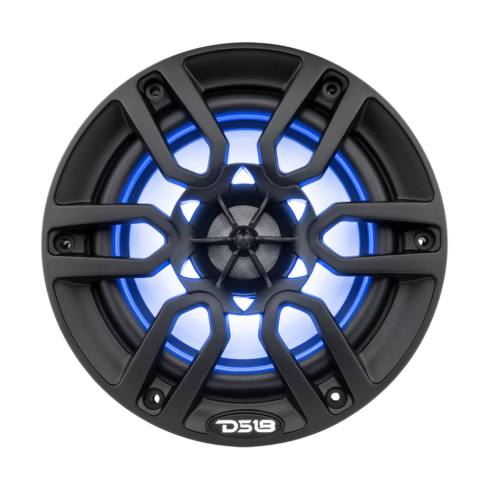 DS18 Hydro 6.5-Inch 2-Way Marine Speakers with RGB LED Lights – Matte Black
