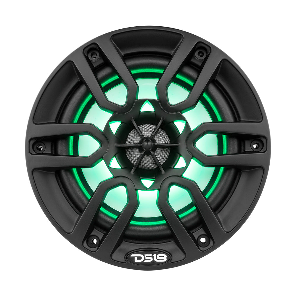 DS18 Hydro 6.5-Inch 2-Way Marine Speakers with RGB LED Lights – Matte Black