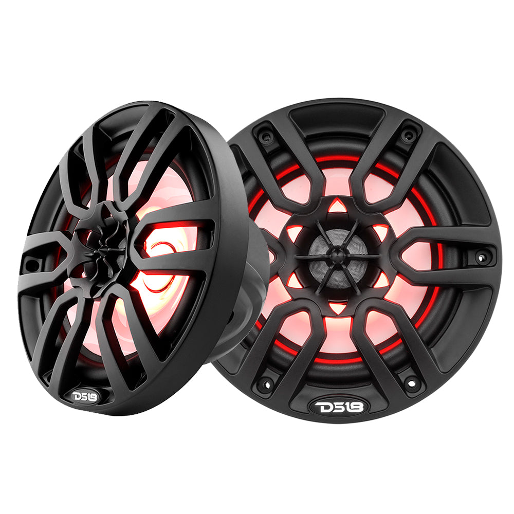DS18 Hydro 6.5-Inch 2-Way Marine Speakers with RGB LED Lights – Matte Black