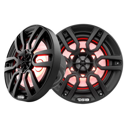 DS18 Hydro 6.5-Inch 2-Way Marine Speakers with RGB LED Lights – Matte Black