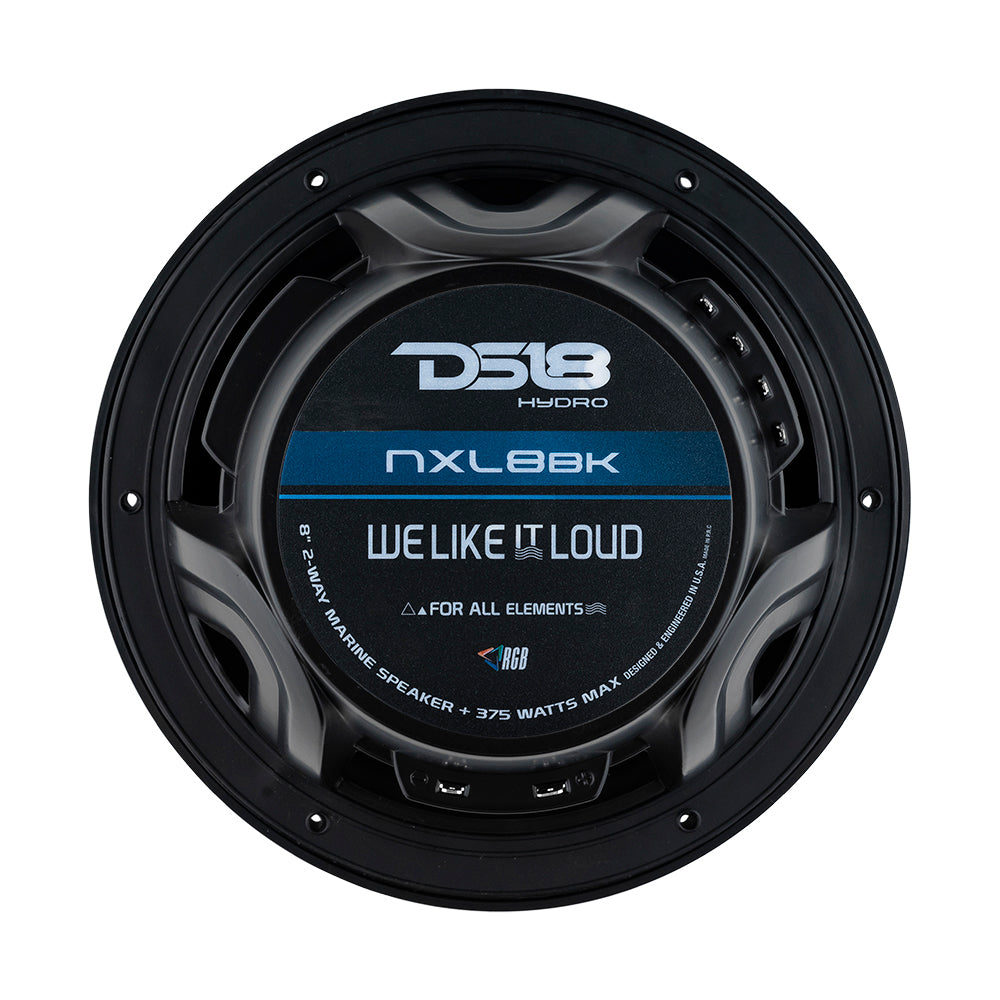 DS18 Hydro 8-Inch 2-Way Marine Speakers with RGB LED Lighting - Matte Black (Part NXL-8BK)