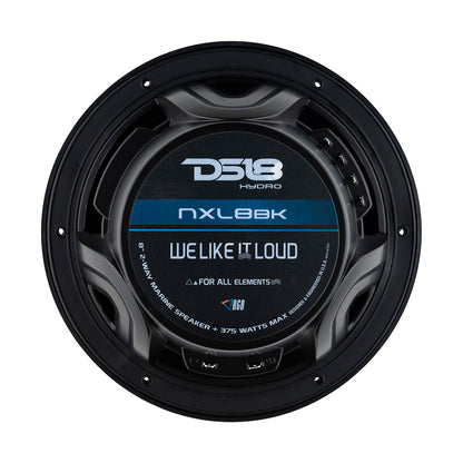 DS18 Hydro 8-Inch 2-Way Marine Speakers with RGB LED Lighting - Matte Black (Part NXL-8BK)