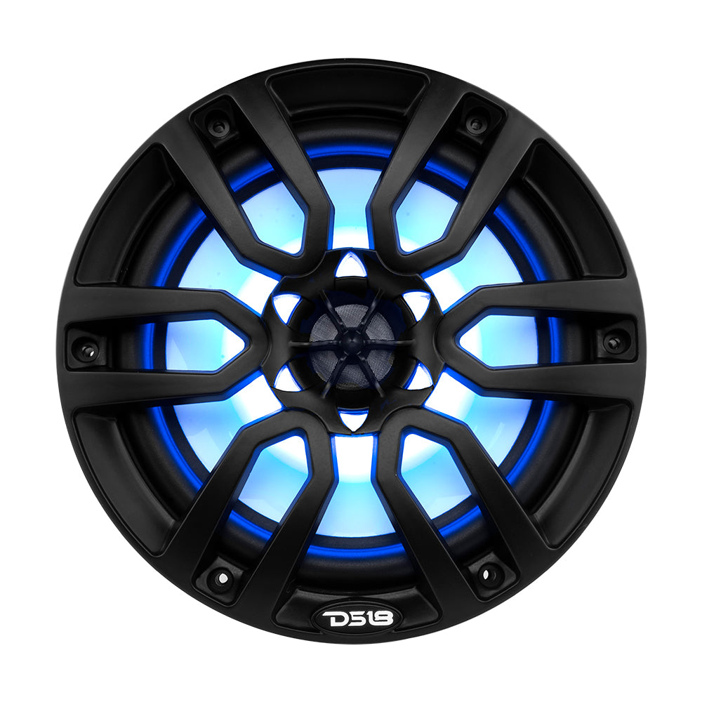 DS18 Hydro 8-Inch 2-Way Marine Speakers with RGB LED Lighting - Matte Black (Part NXL-8BK)