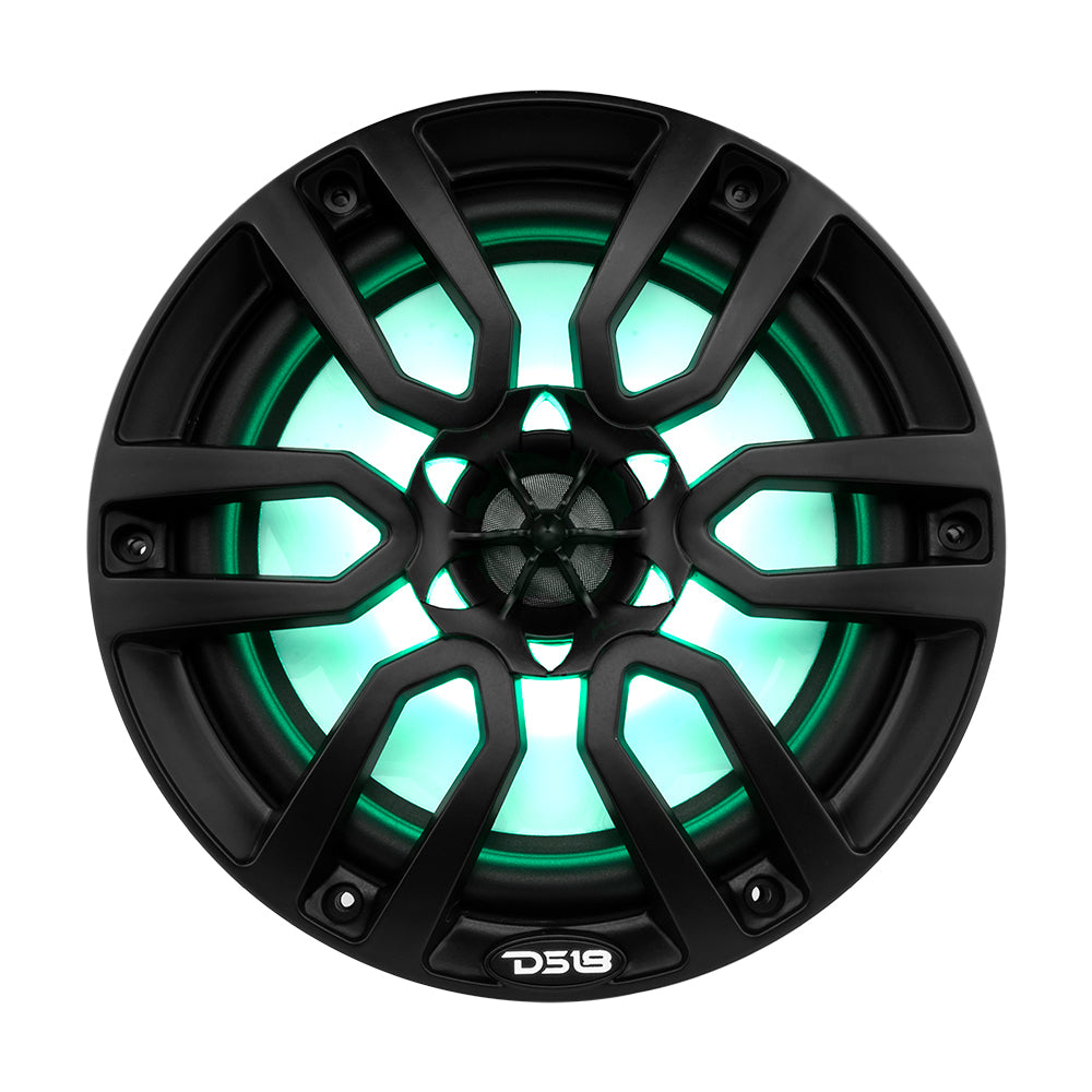 DS18 Hydro 8-Inch 2-Way Marine Speakers with RGB LED Lighting - Matte Black (Part NXL-8BK)