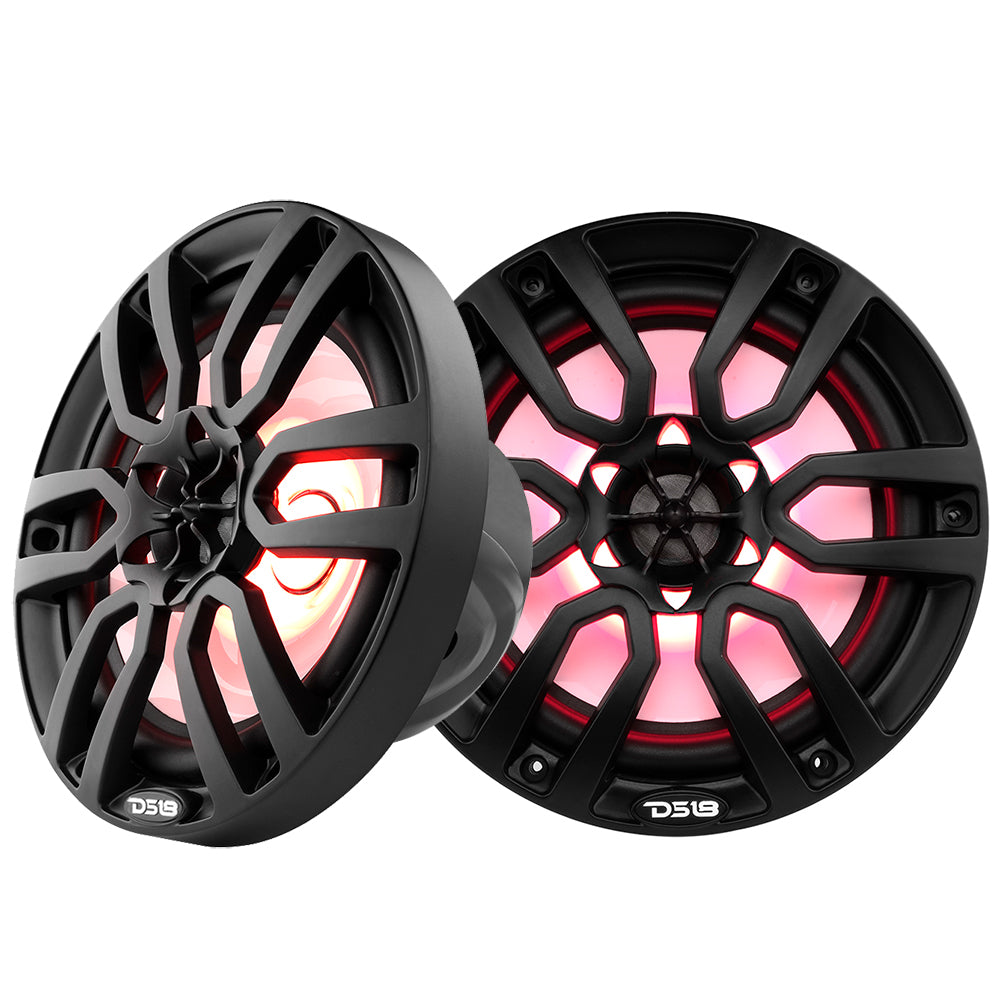 DS18 Hydro 8-Inch 2-Way Marine Speakers with RGB LED Lighting - Matte Black (Part NXL-8BK)