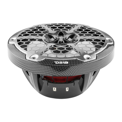 DS18 Hydro 8-Inch 2-Way Marine Speakers with RGB LED Lights - 125W RMS, Black Carbon Fiber (Part Number: CF-8M)