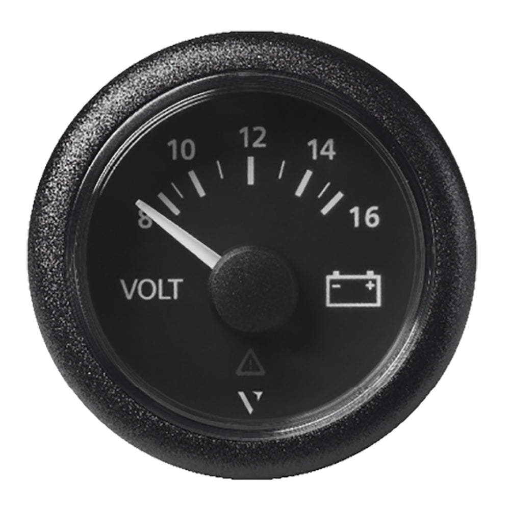 Veratron ViewLine 52 mm Voltmeter - 8 to 16V - Black Dial and Bezel