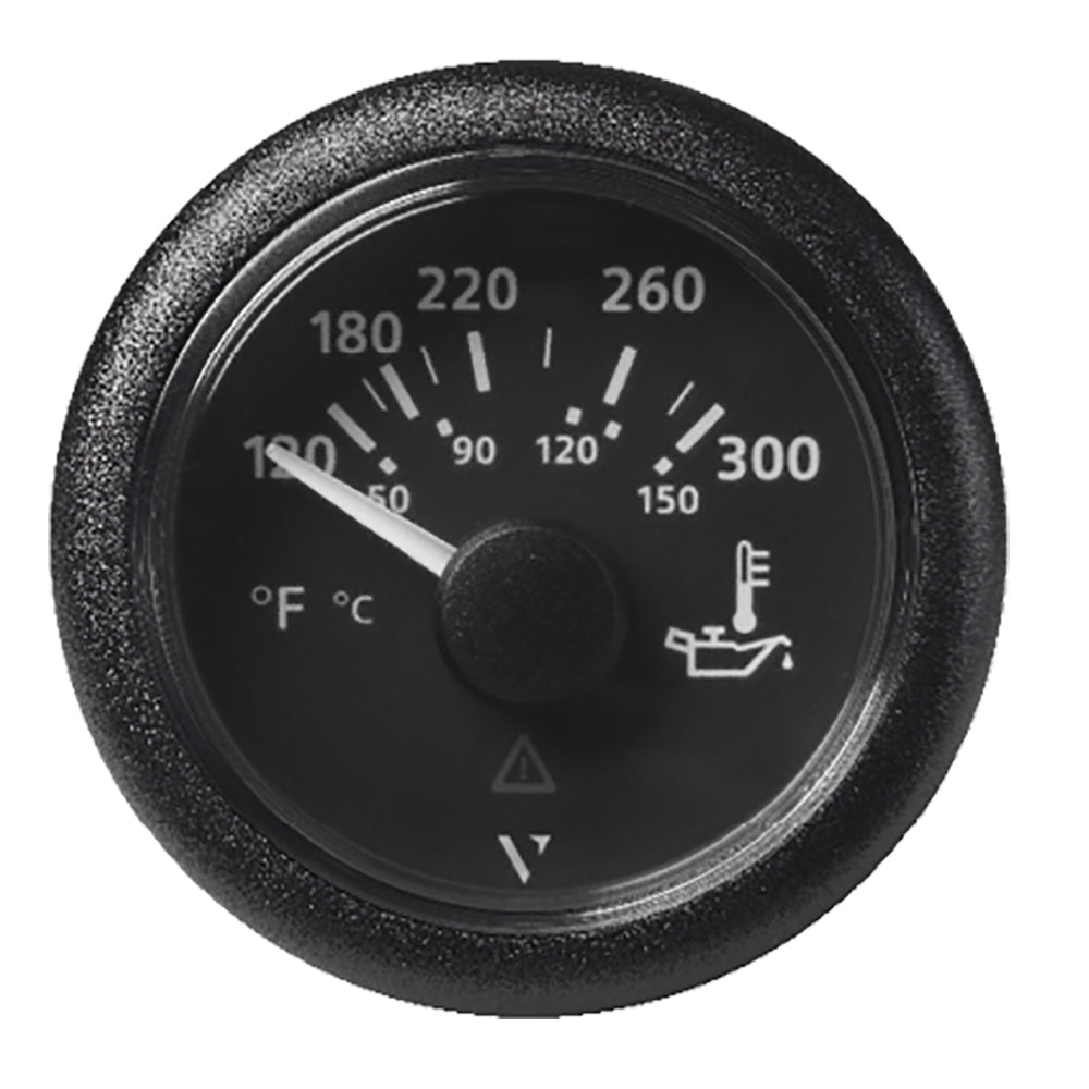 Veratron 52mm ViewLine Oil Temperature Gauge 120-300°F with Black Dial and Bezel