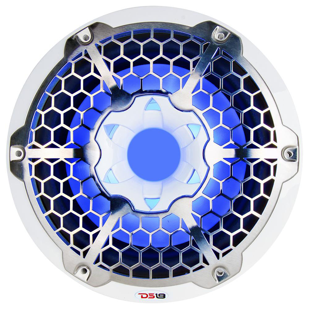 DS18 Hydro 10-Inch Marine Subwoofer with RGB Lights - 600W Power, White