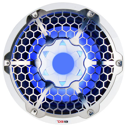 DS18 Hydro 10-Inch Marine Subwoofer with RGB Lights - 600W Power, White