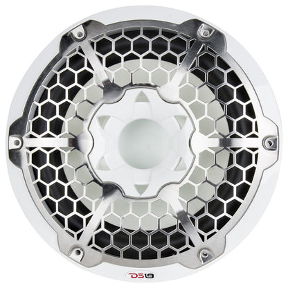 DS18 Hydro 10-Inch Marine Subwoofer with RGB Lights - 600W Power, White