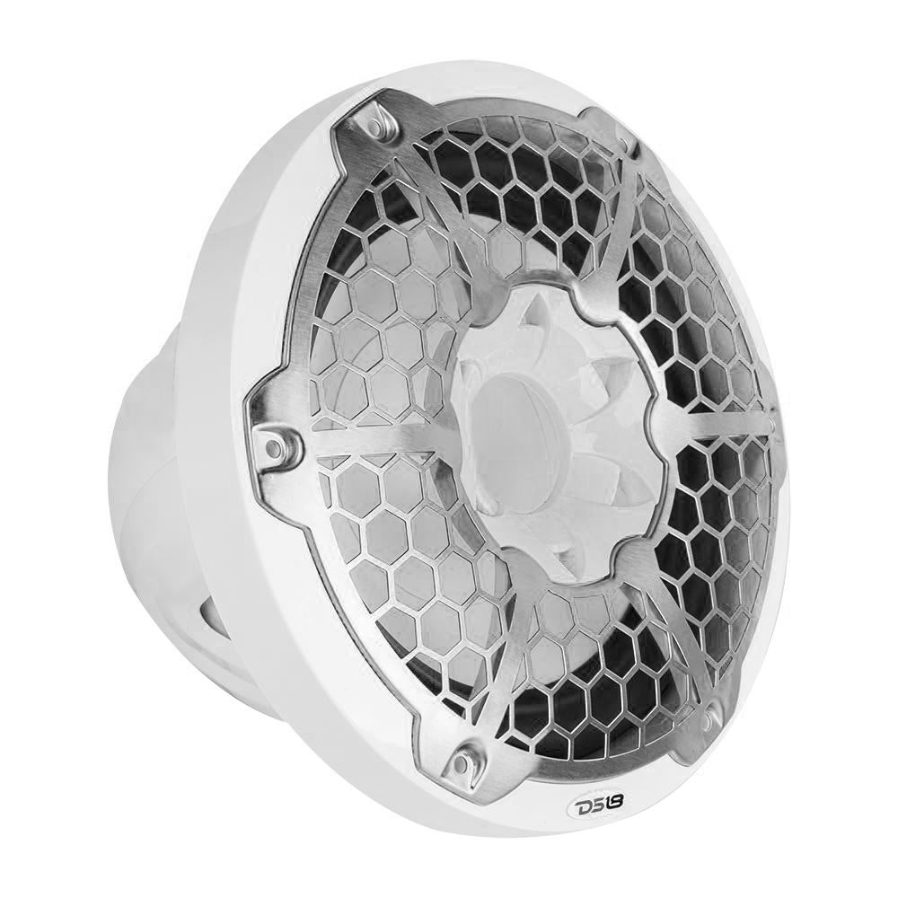 DS18 Hydro 10-Inch Marine Subwoofer with RGB Lights - 600W Power, White