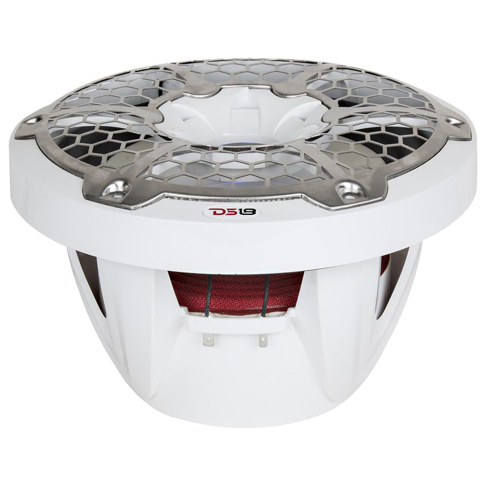 DS18 Hydro 10-Inch Marine Subwoofer with RGB Lights - 600W Power, White