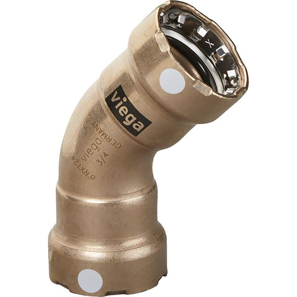 Viega MegaPress 3/4 inch Copper Nickel Elbow with Double Press Connection and Smart Connect Technology