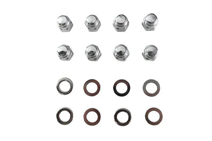 Colony Chrome Cylinder Base Nut Kit for Harley Davidson FL Models - Part 8437-16 by Colony