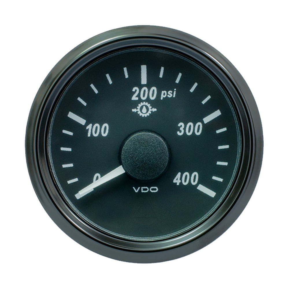 VDO SingleViu 52mm Oil Pressure Gauge - 400 PSI - 0-180 Ohm with J1939 CAN Compatibility