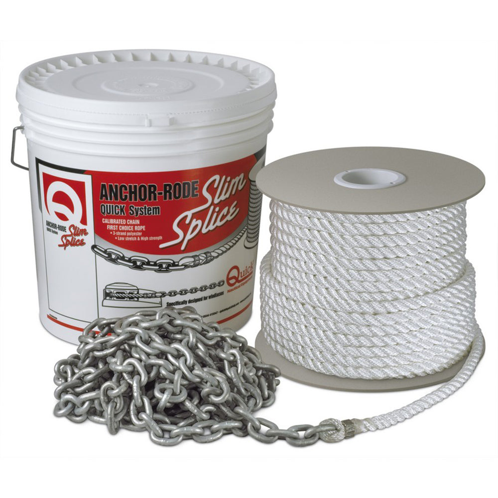Quick Anchor Rode 20 ft Chain and 100 ft 1/2" 3-Strand Polyester Rope Combo
