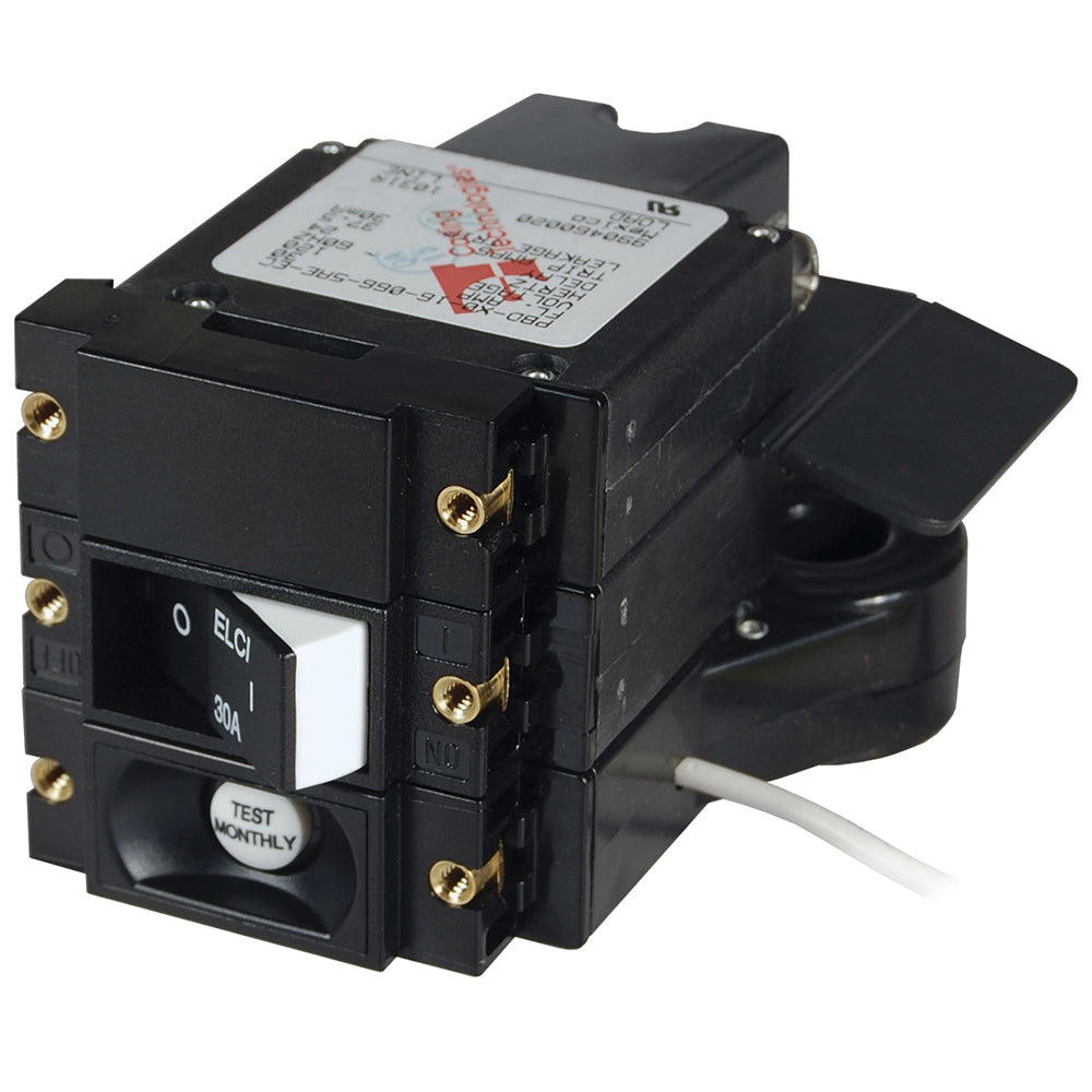 Blue Sea Systems A-Series ELCI Main Circuit Breaker - Double Pole 120V AC 30A with Flat Rocker Actuator
