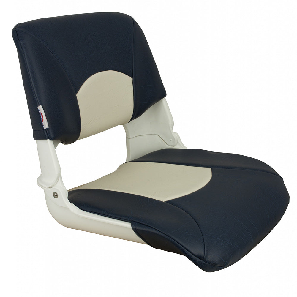 Springfield Marine Skipper Standard Seat Fold Down White/Blue with Interlocking Hinge