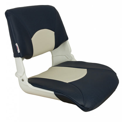 Springfield Marine Skipper Standard Seat Fold Down White/Blue with Interlocking Hinge