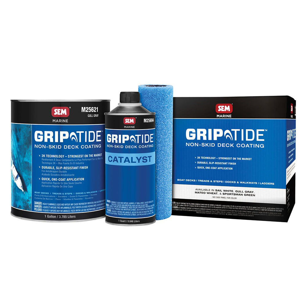 SEM GripTide Non-Skid Deck Coating Kit - Gull Gray for Marine Surfaces