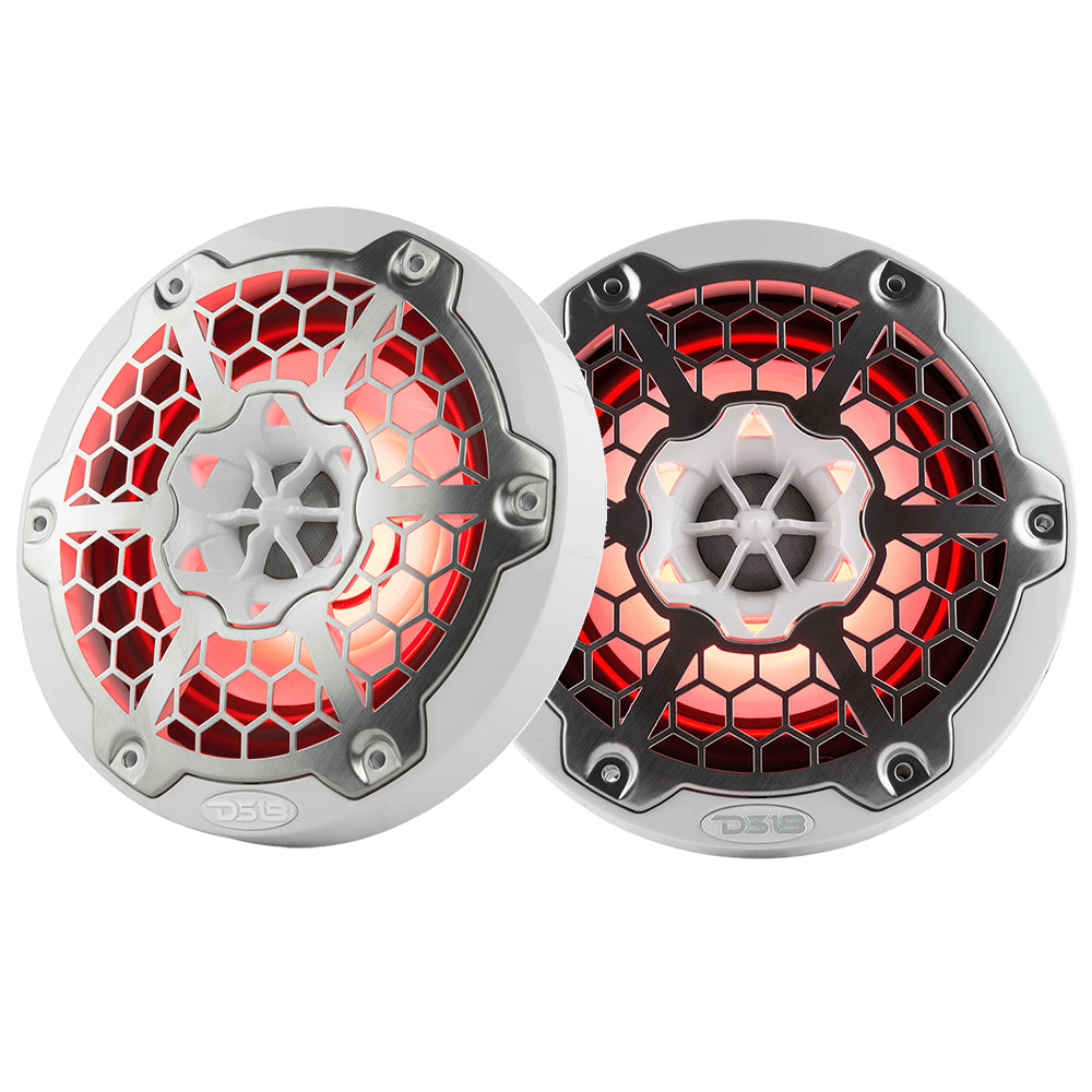 DS18 New Edition Hydro 6.5-inch 2-Way Marine Speakers with RGB LED Lighting, 300W - White (Part NXL-6M/WH)