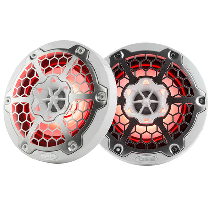 DS18 New Edition Hydro 6.5-inch 2-Way Marine Speakers with RGB LED Lighting, 300W - White (Part NXL-6M/WH)