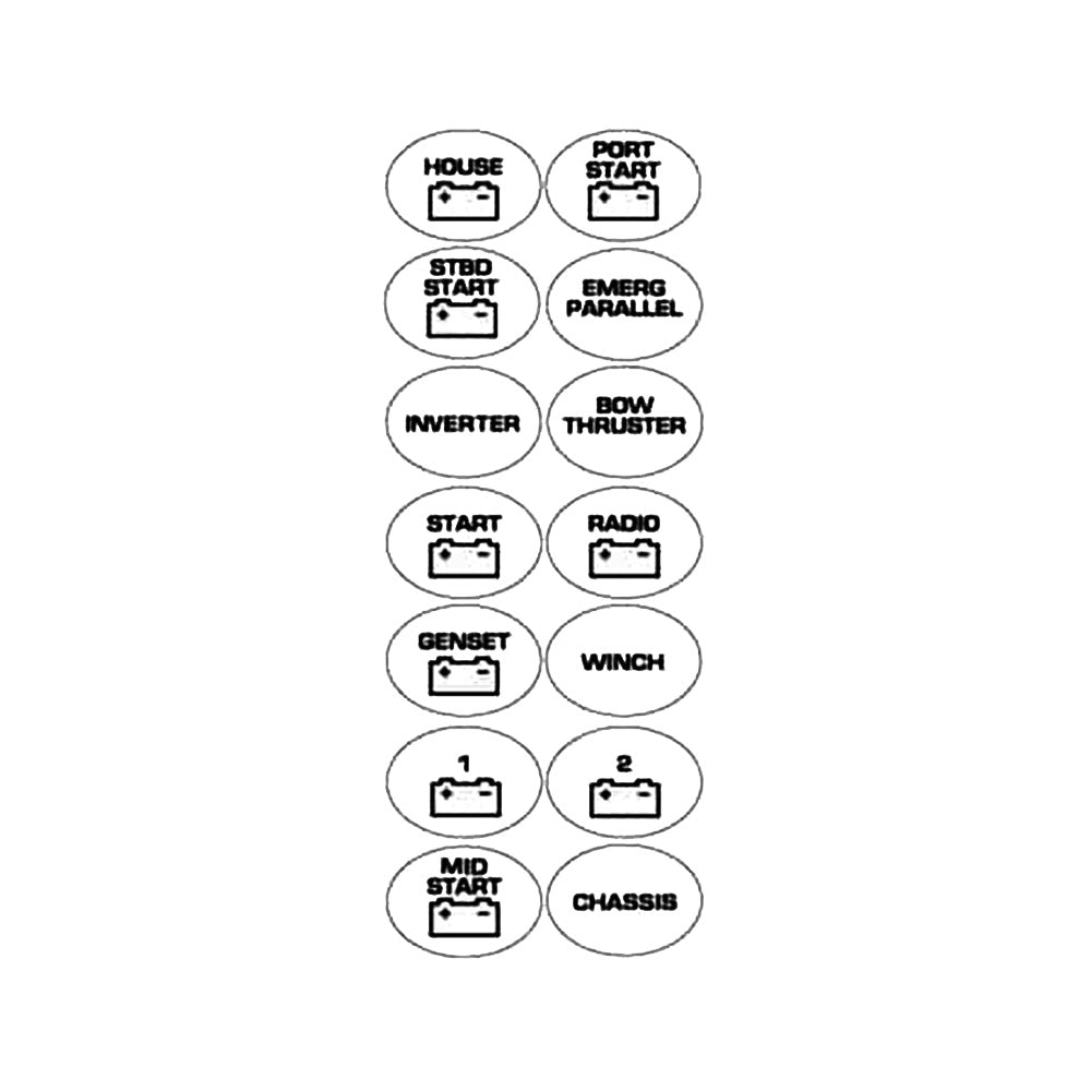 BEP Marine 713 Battery Master Switch Label Set – 12 Labels for Non-Standard Labeling