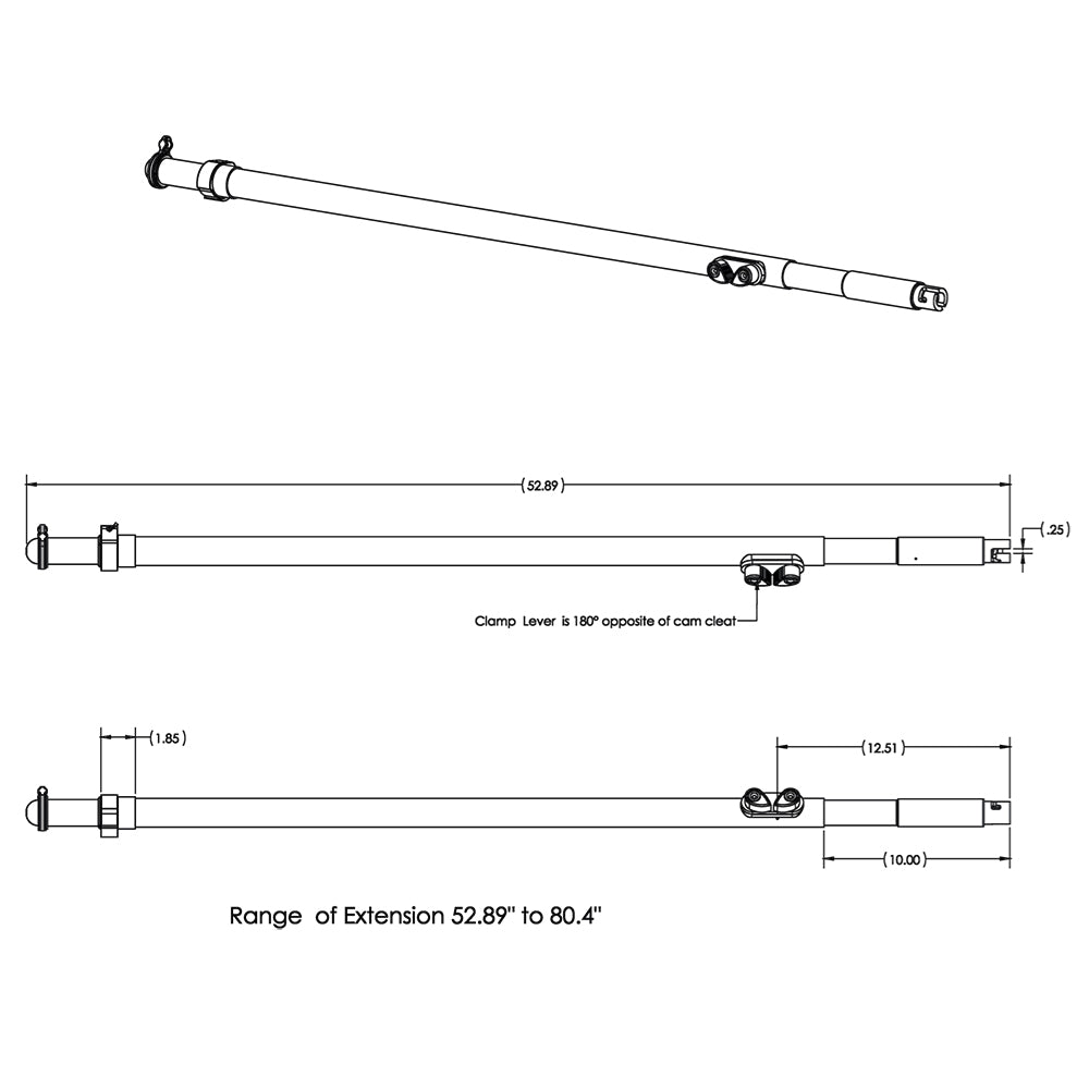 TACO Marine Tele-Sun Carbon Fiber Shade Poles with Carry Bag – Adjustable Marine Sun Protection