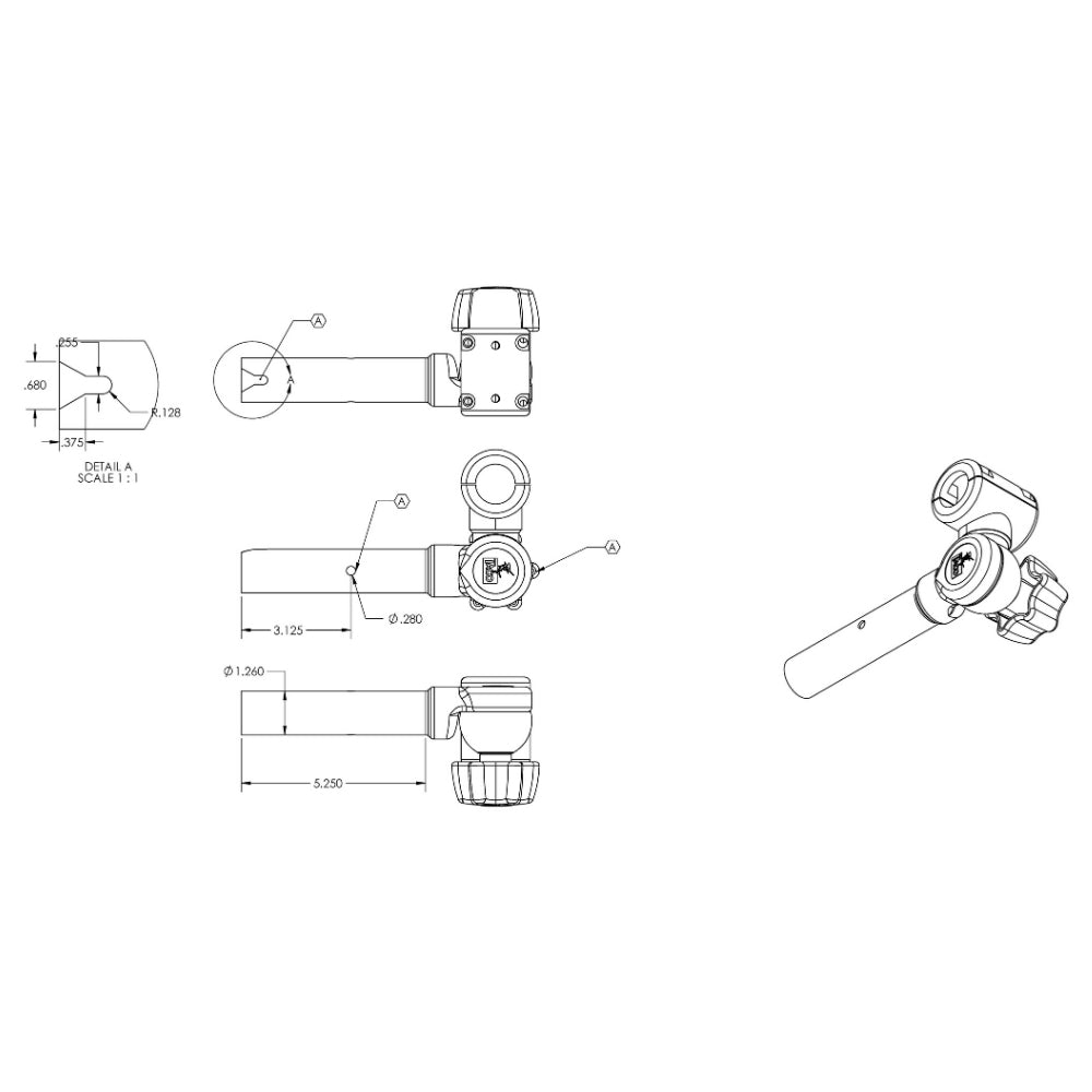 TACO Marine ShadeFin Adjustable Clamp-On Pipe Mount for Boats