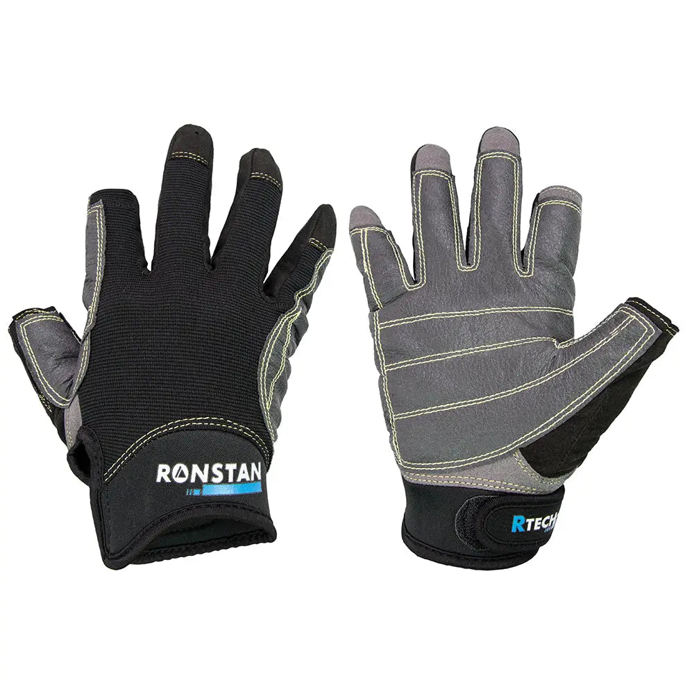 Ronstan Sticky Race Gloves - 3-Finger Black Small for Improved Grip and Hand Protection